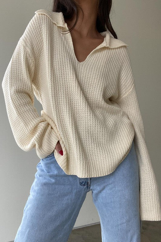WAFFLE KNIT TOP