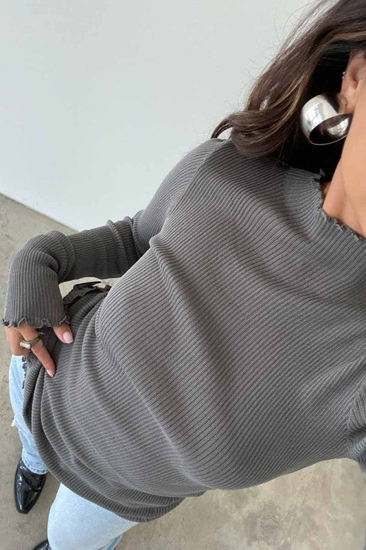VICTORIA RIB KNIT LONG SLEEVE