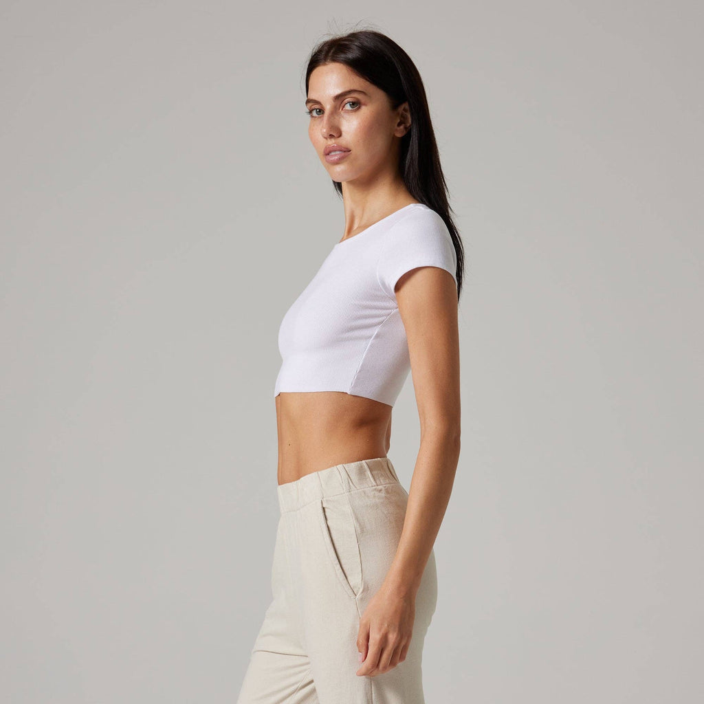 WOMENS RAW HEM CROP BABY TEE