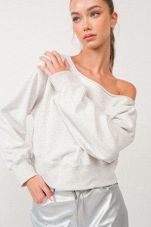 ALINA OFF THE SHOULDER CROPPED CREW