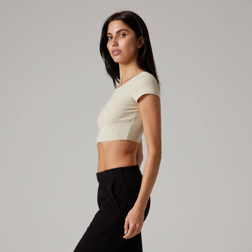 WOMENS RAW HEM CROP BABY TEE