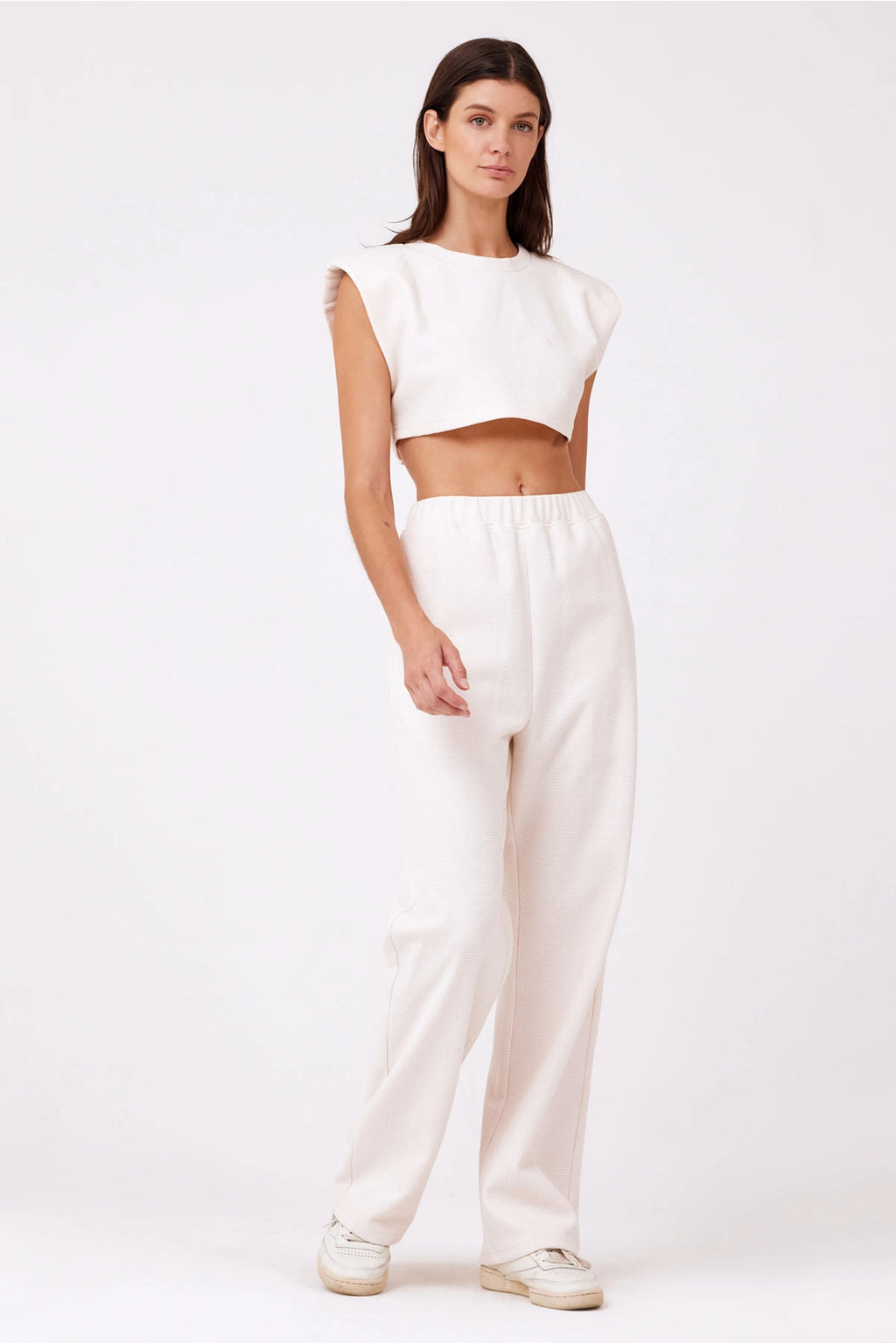 WAFFLE KNIT WIDE LEG PANTS