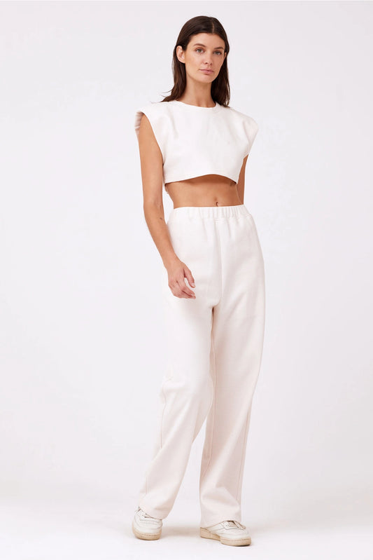 WAFFLE KNIT WIDE LEG PANTS