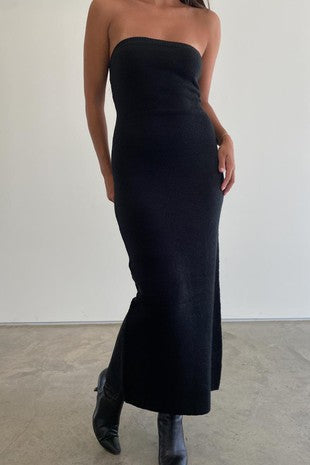 KNIT STRAPLESS MAXI DRESS