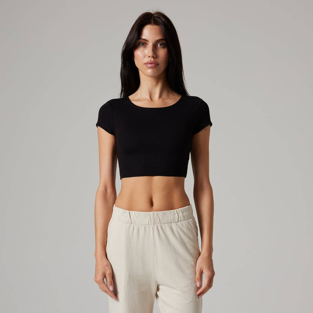 WOMENS RAW HEM CROP BABY TEE