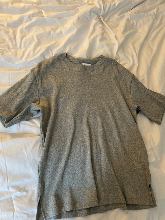 Grey Ribbed Oversized Tee