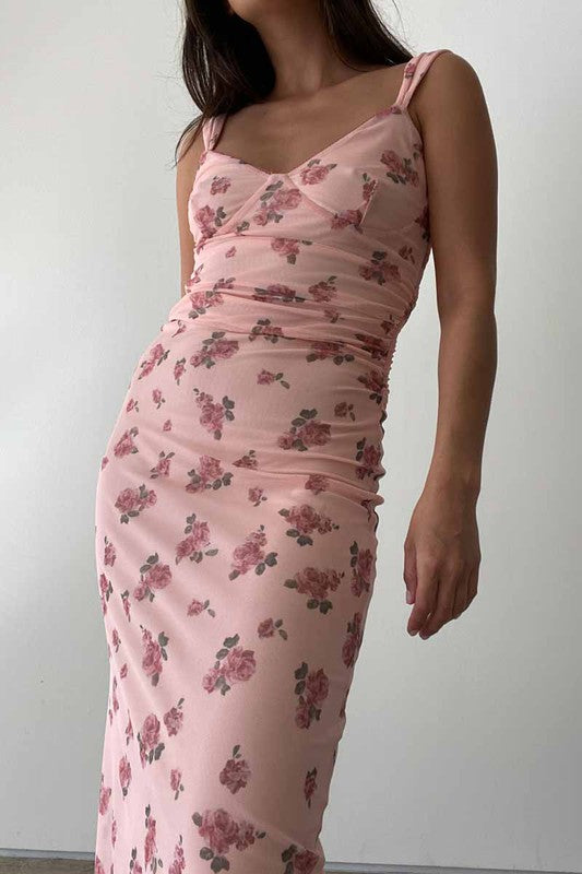 Flora Mesh Midi Dress