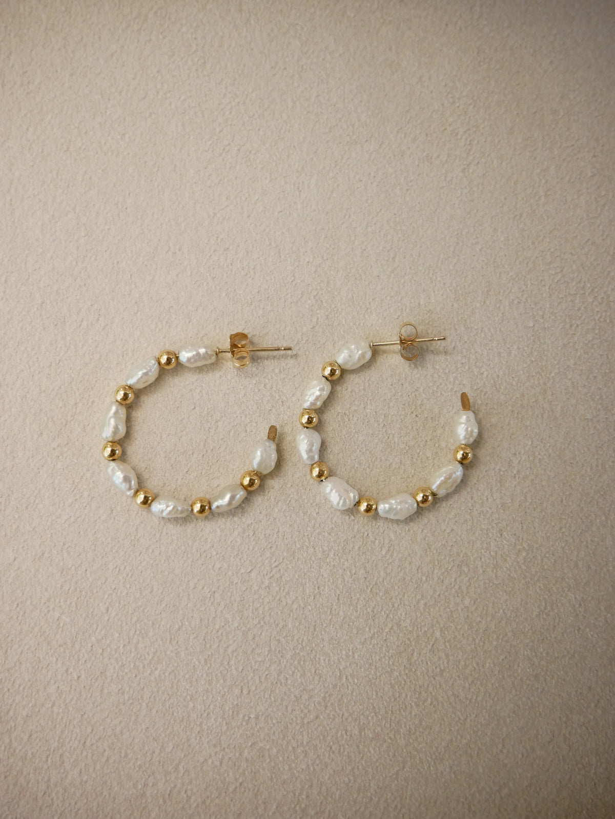 Pearl and Gold Ball Hoops