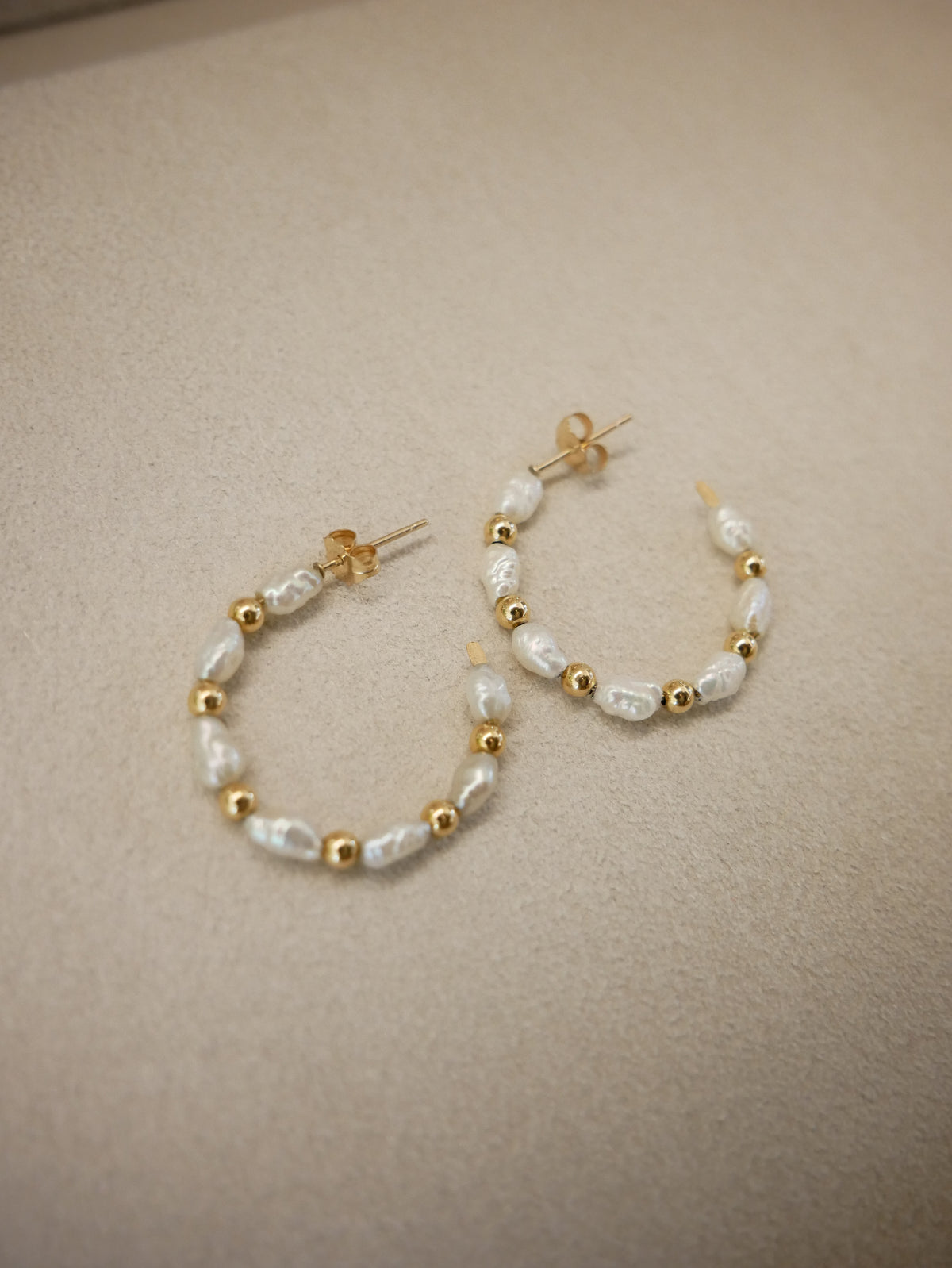 Pearl and Gold Ball Hoops
