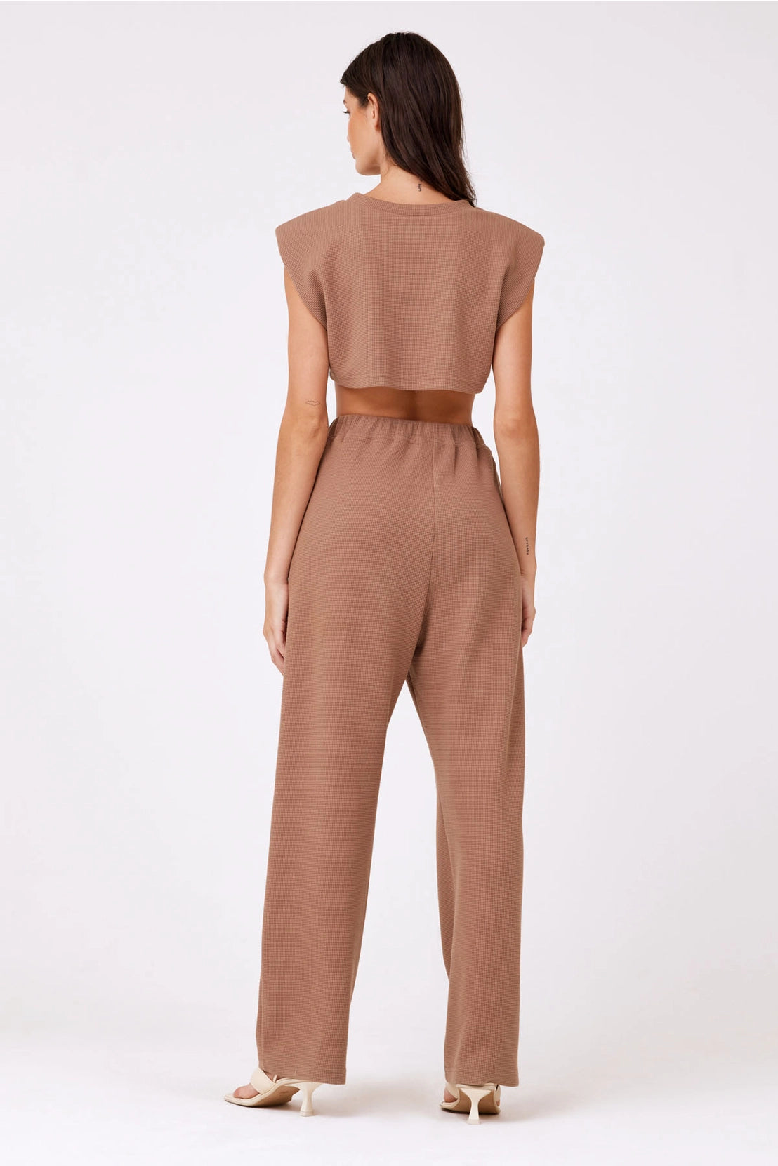 WAFFLE KNIT WIDE LEG PANTS