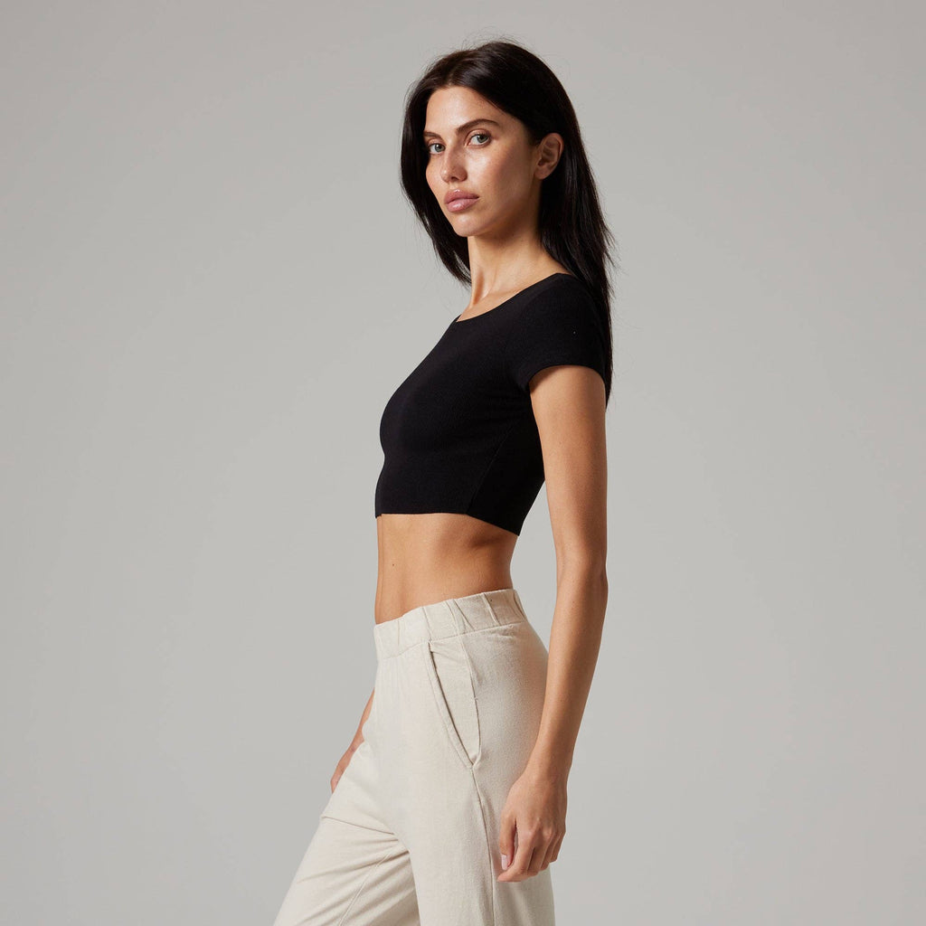 WOMENS RAW HEM CROP BABY TEE