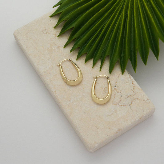 Rita 14K Oval Shape Hoop Earrings