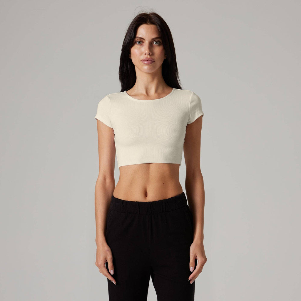WOMENS RAW HEM CROP BABY TEE