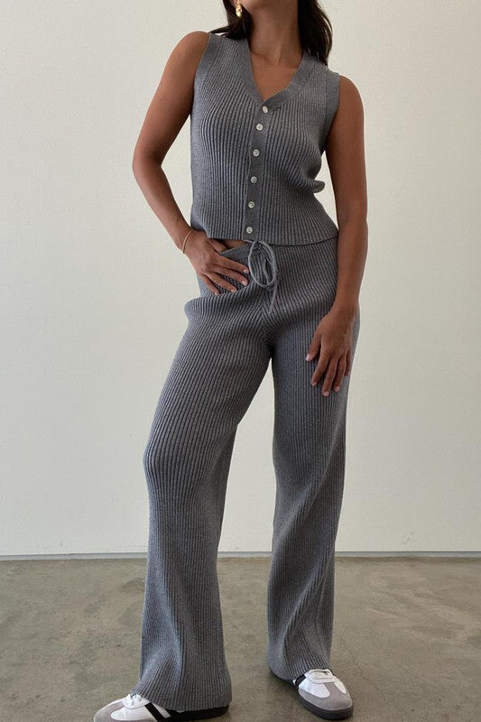 RIB KNITTED PANTS
