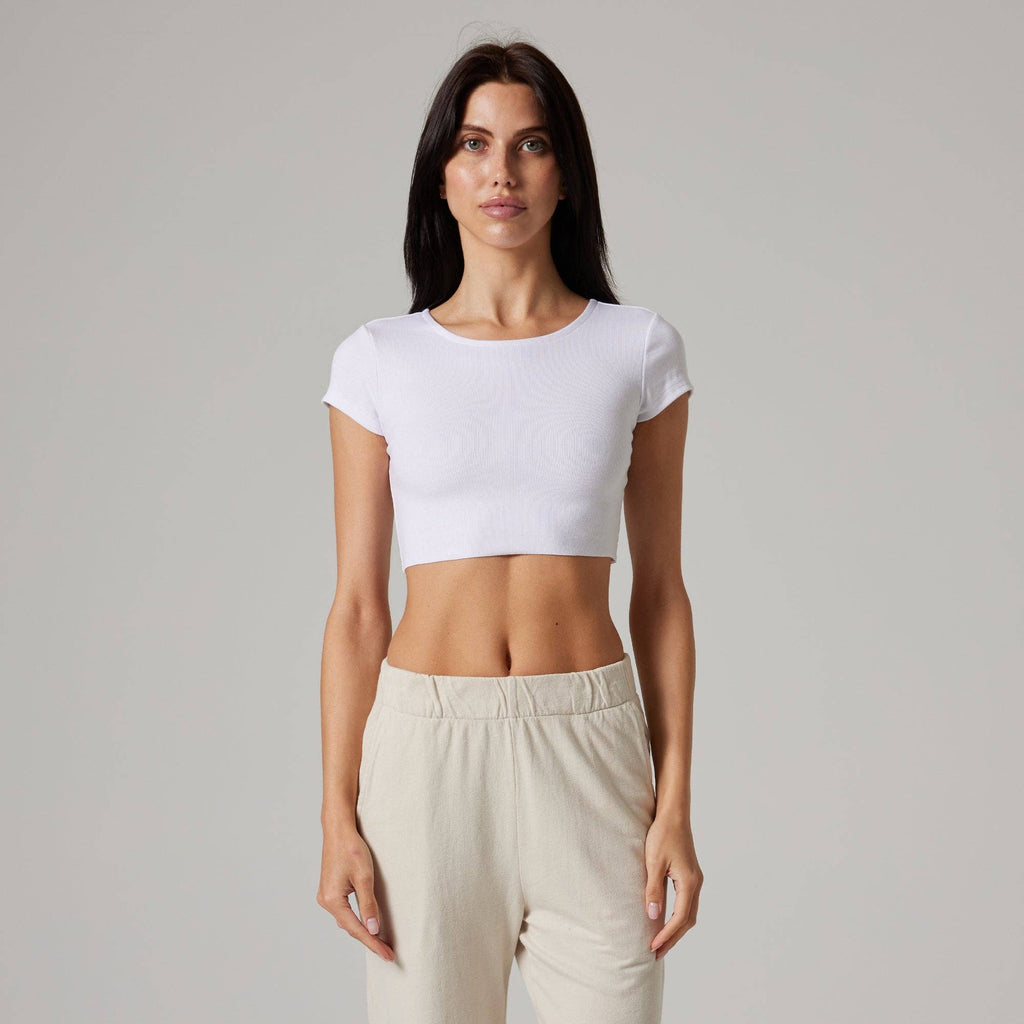 WOMENS RAW HEM CROP BABY TEE
