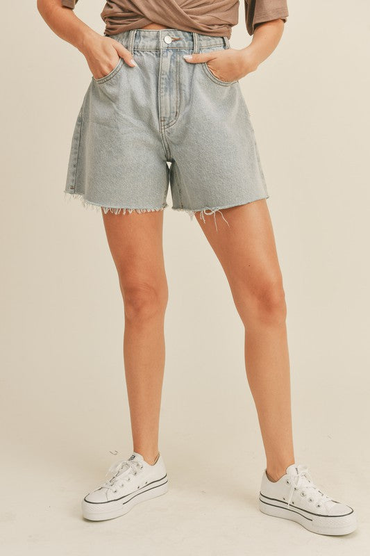 Washed Denim Shorts