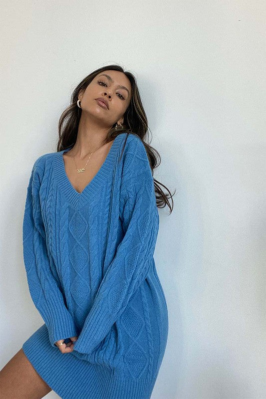 CABLE KNIT SWEATER DRESS