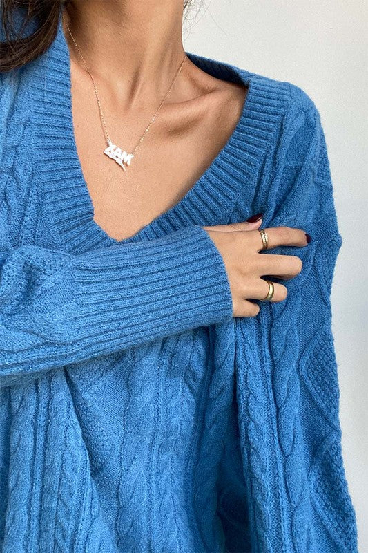 CABLE KNIT SWEATER DRESS